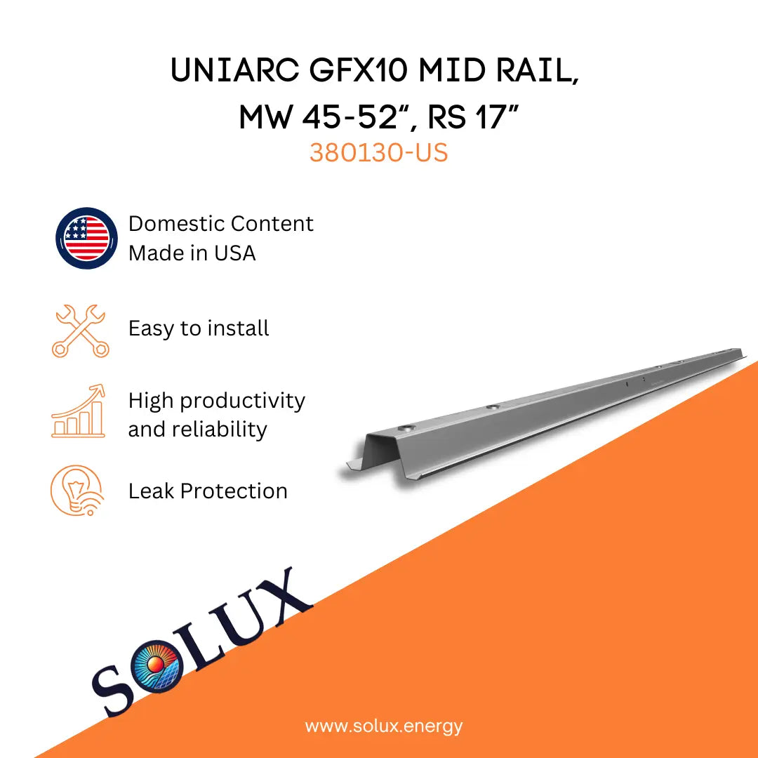 This is an image of Unirac GFX10 Mid Rail, MX 45-52", RS 17" 380130-US Domestic Solution